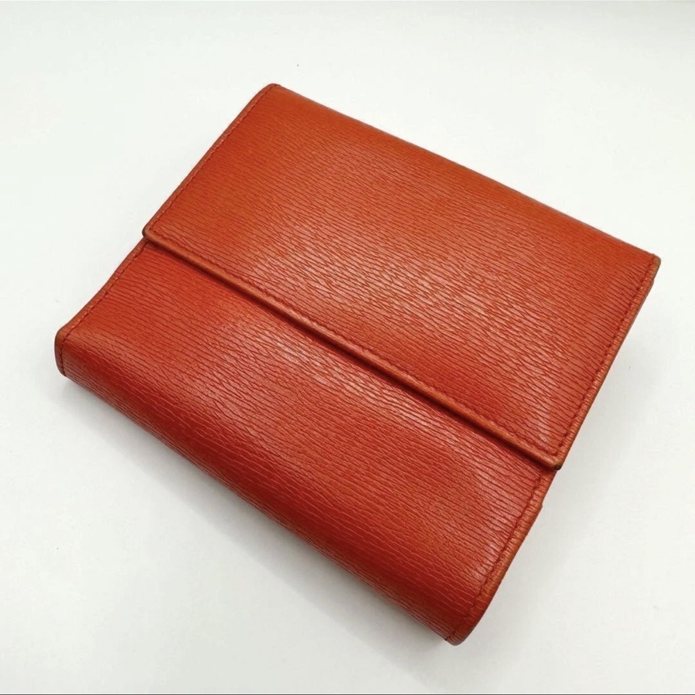 Gucci Jackie Orange Textured Leather Bifold Wallet with Gold Clasp - Picture 9 of 12